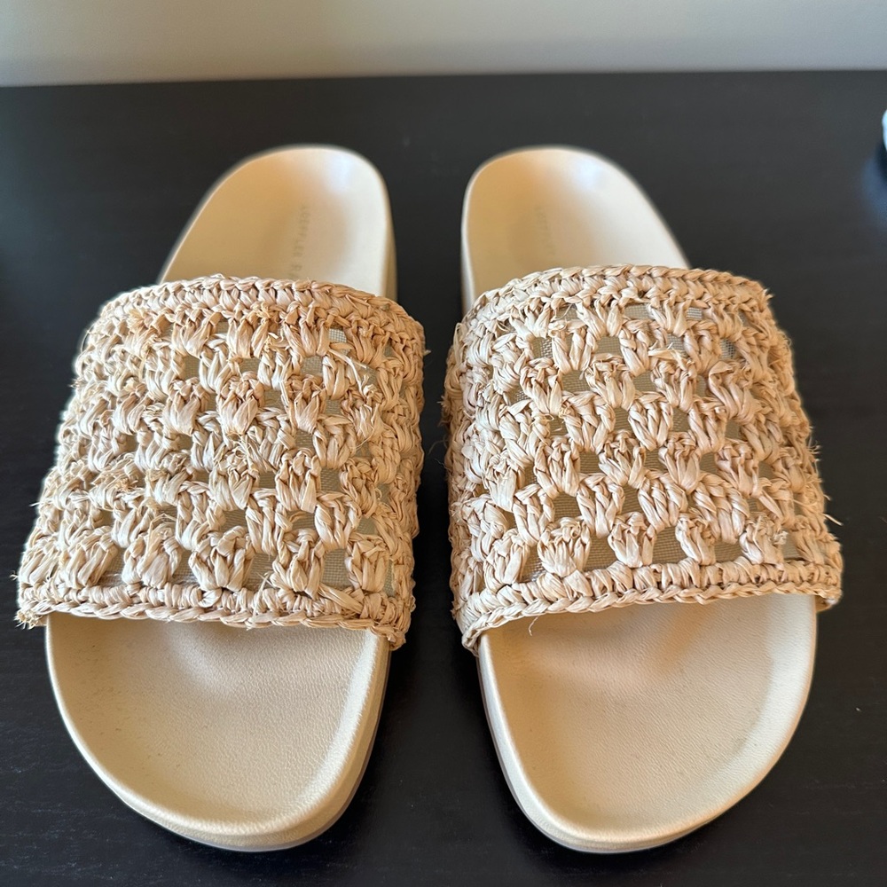 Loeffler Randall Beige Woven Slide Sandals